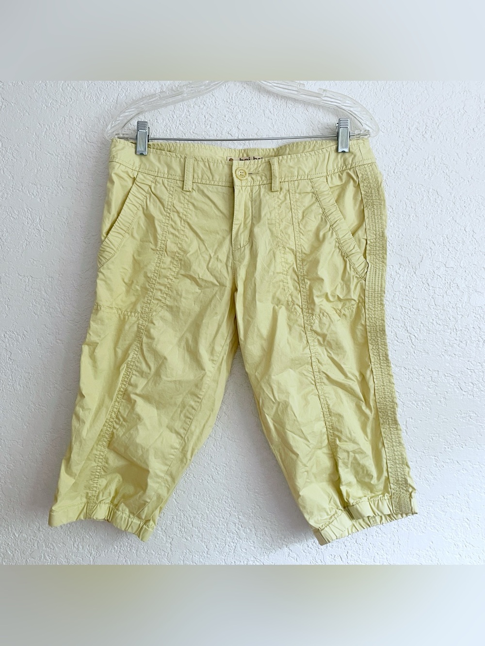 nthropologie Hei Hei Light Yellow Cropped Cargo Capri Pants Size 6 Y2K Low Rise